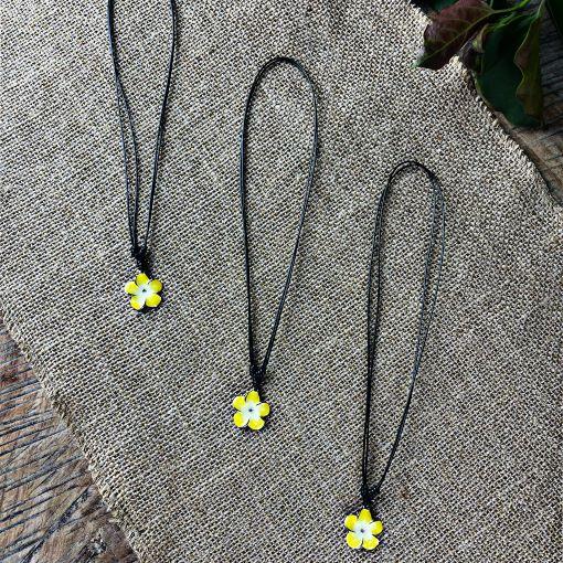 Small Metal Frangipani Necklaces- 10 Pack (Yellow)